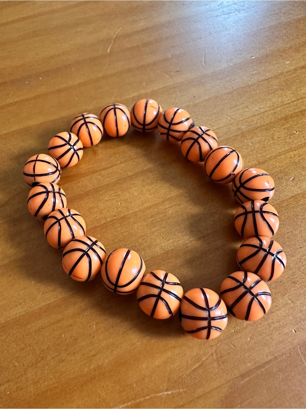 Basketball Bead Stretch Bracelet - Orange